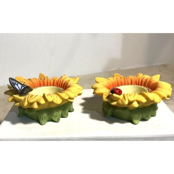 Partylite Sunflower Buddies Votive Candle Holders Butterfly & Ladybug Accents - Picture 7 of 14
